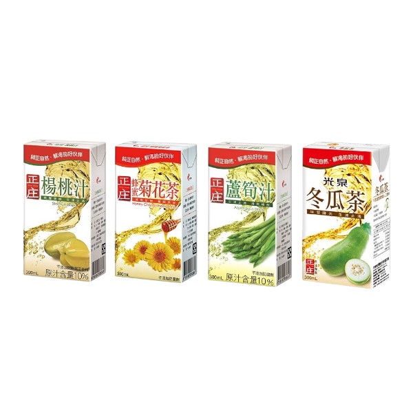 光泉正庄 冬瓜茶/楊桃汁/蘆筍汁/蜂蜜菊花茶 6入